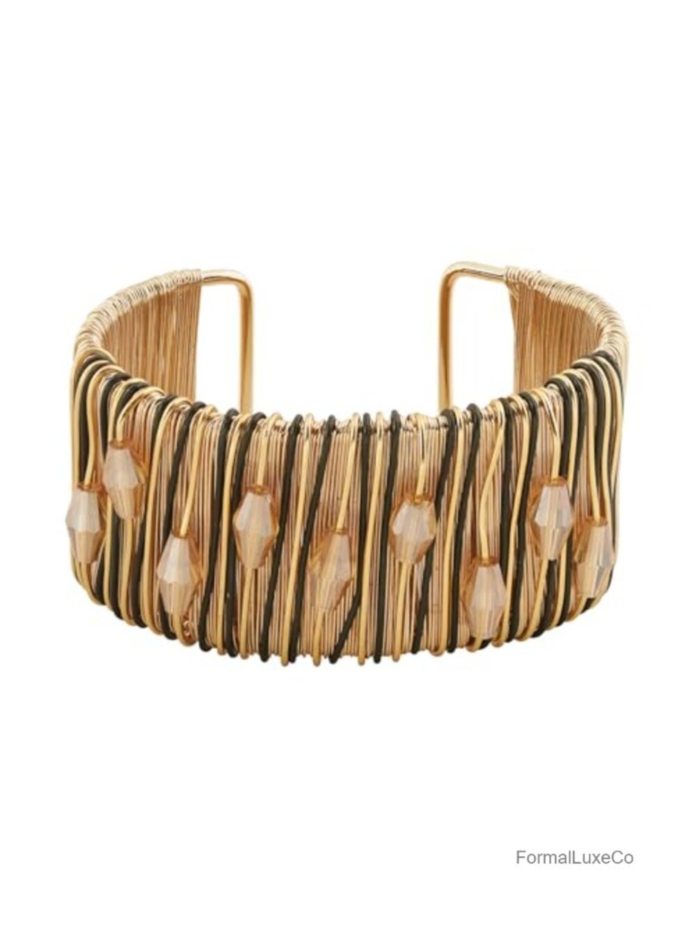 Crystal Rhinestone Boho Wide Wire Cuff Bracelet for Women
